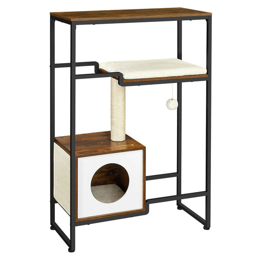 Casetta sull'albero per gatti nicchia salvaspazio 114 cm marrone rustico 12_0001139