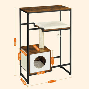 Casetta sull'albero per gatti nicchia salvaspazio 114 cm marrone rustico 12_0001139