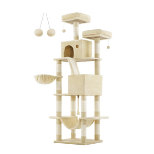 Grande albero per gatti con torre da gioco 60 x 50 x 206 cm beige 12_0005988