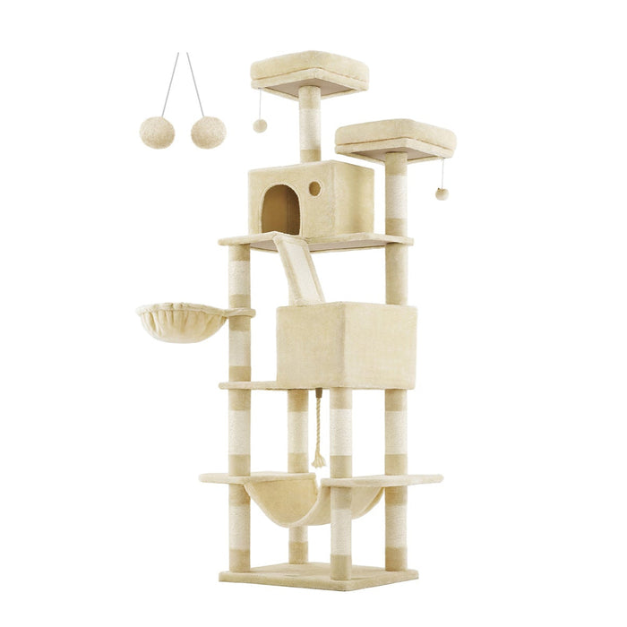 Grande albero per gatti con torre da gioco 60 x 50 x 206 cm beige 12_0005988