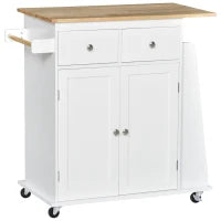 Carrello da Cucina Portaspezie a 3 Livelli e 4 Ruote in MDF e Truciolato, 89x45x89cm, Bianco