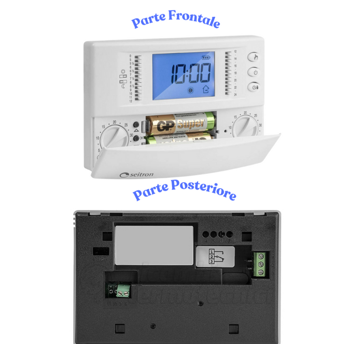 Cronotermostato digitale giornaliero a batterie seitron freetime plus bianco