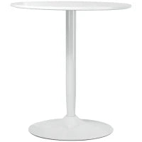 Tavolo Rotondo Moderno per 2 Persone in MDF e Acciaio , Ø70x75cm, Bianco