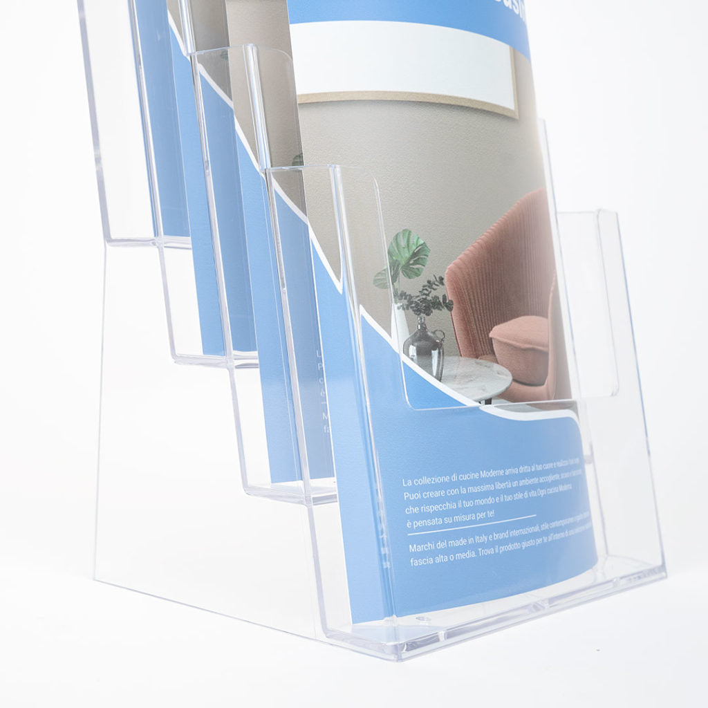 Porta depliant da banco 4 tasche A4