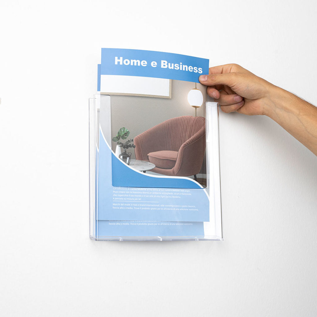 Porta depliant da parete A4 Verticale