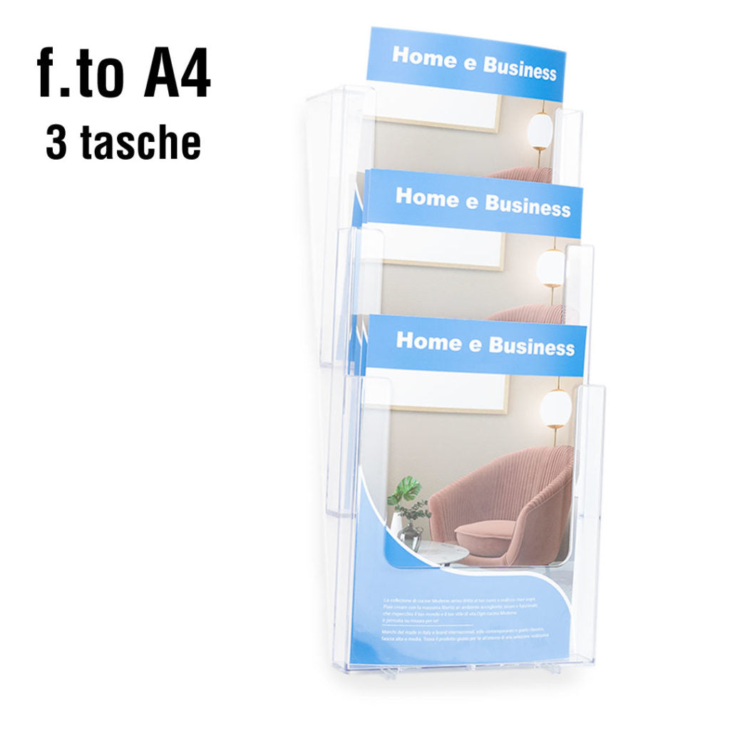 Portadepliant a parete 3 tasche A4