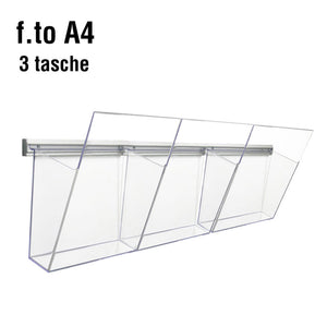 Portadepliant in plexi con barra 4 vaschette 1/3 A4