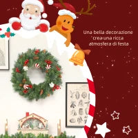 Ghirlanda Natalizia da 60 cm con 146 Rami Innevati, Pigne, Bacche e Palline, Verde