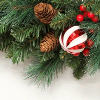 Ghirlanda Natalizia da 60 cm con 146 Rami Innevati, Pigne, Bacche e Palline, Verde