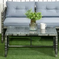 Salotto da Giardino con Divanetto, Chaise Longue e Tavolino in Rattan PE con Cuscini, Grigio