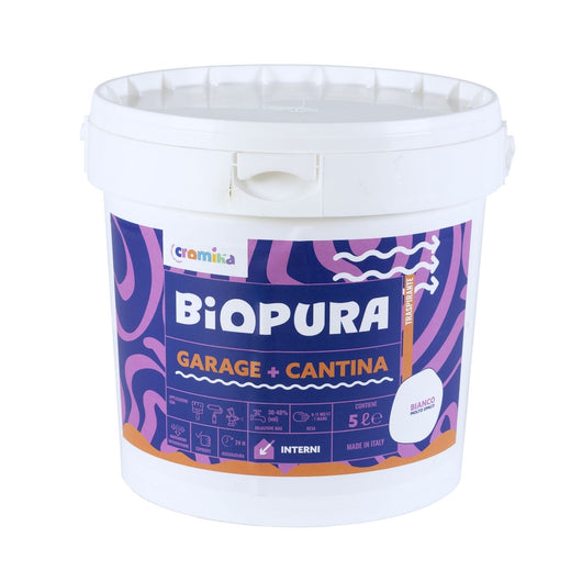 Pittura murale traspirante interni garage cantina linea biopura cromika *** formato 5 lt, confezione 1