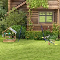 Altalena per Bambini 3-8 Anni con 2 Seggiolini e 4 Picchetti, in Metallo e PP, 269x160x180 cm