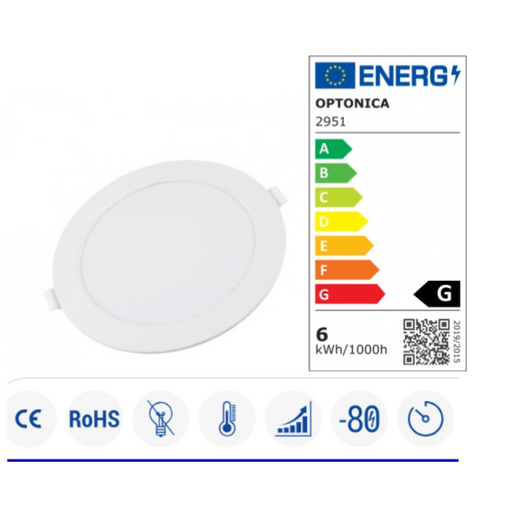 Optonica mini pannello led rotondo sottile retroilluminati bianco 6000k *** potenza 6w, confezione 1