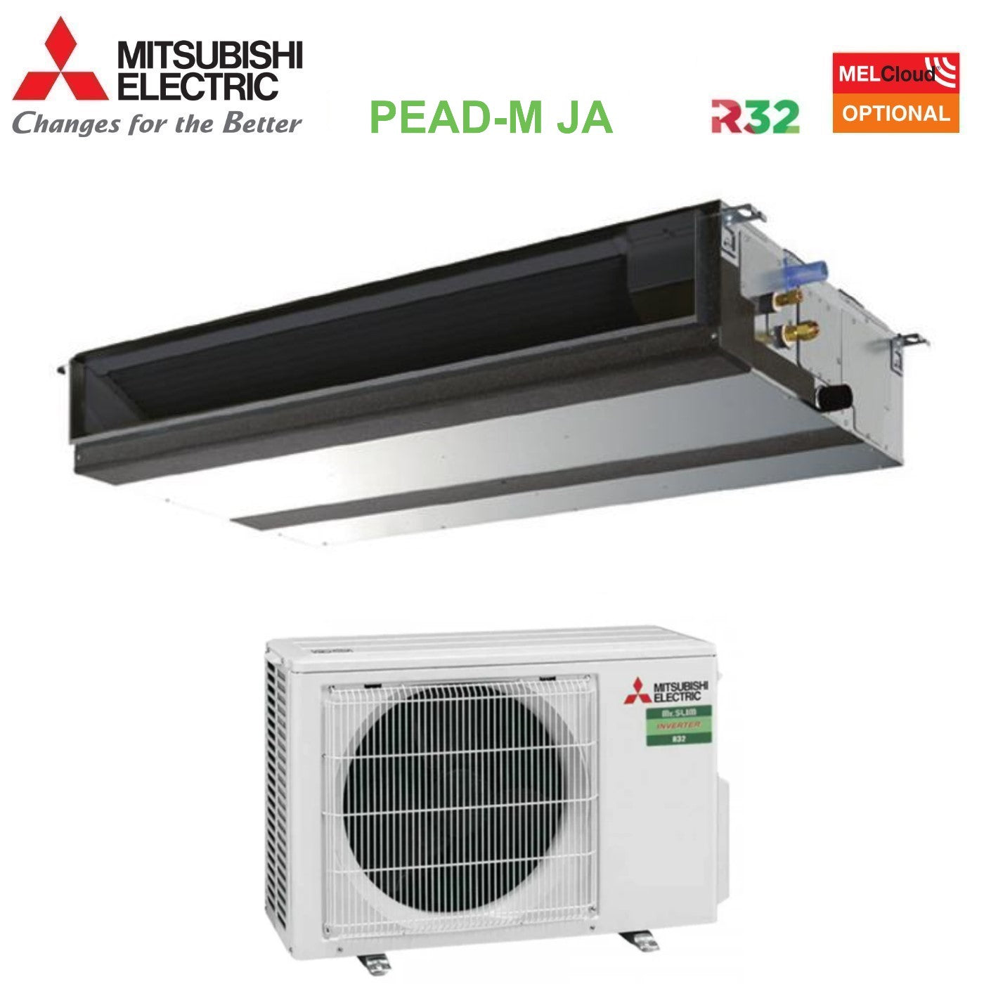 Climatizzatore Condizionatore Mitsubishi Electric Canalizzato Canalizzabile Power Inverter Media Prevalenza 12000 Btu PEAD-M35JA + PUZ-ZM35VKA R-32 Wi-Fi Optional