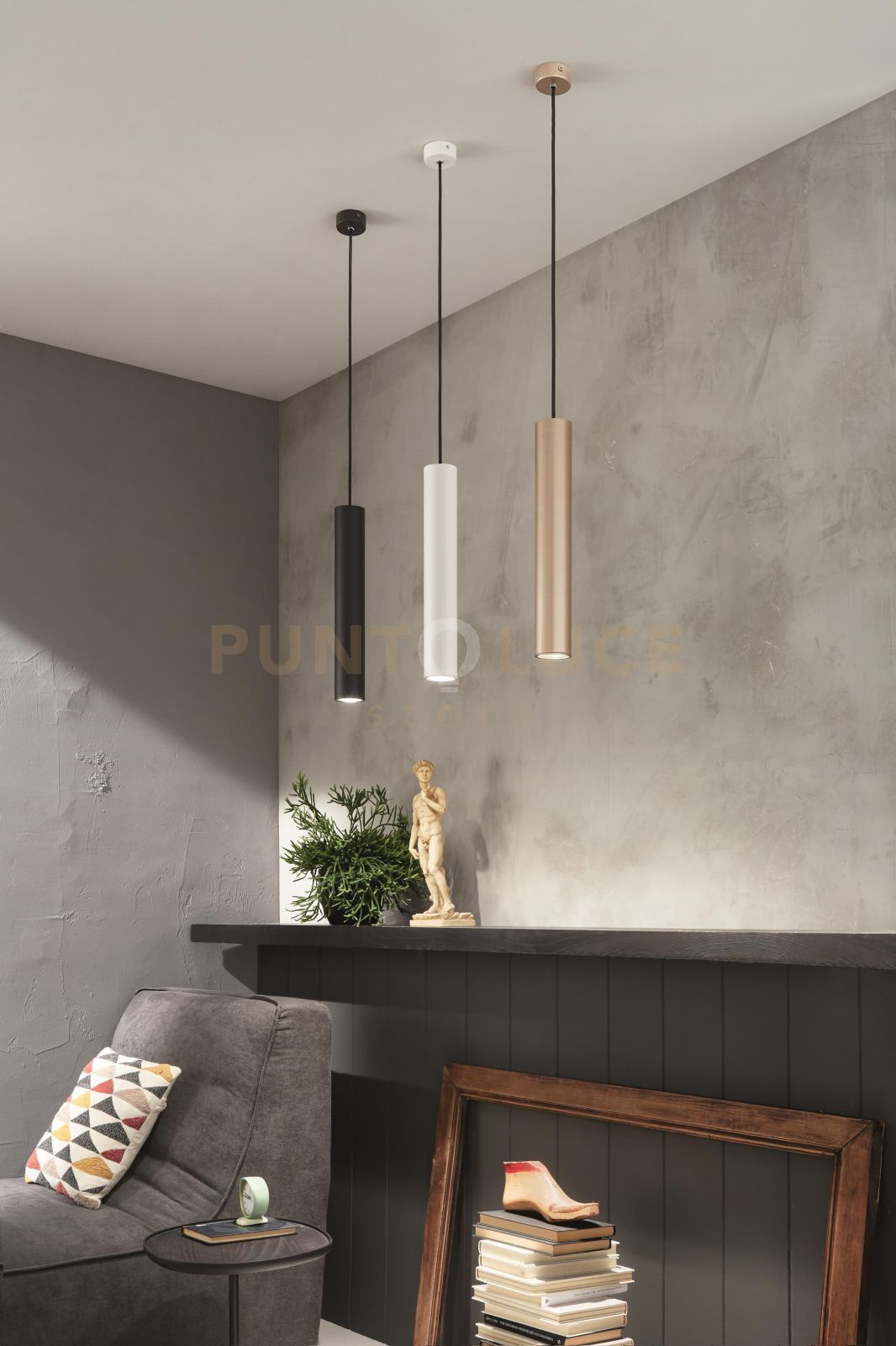 SOSPENSIONE FILO GRANDE NERO 1 LUCE ATTACCO GU10 H.40CM D.5,5CM