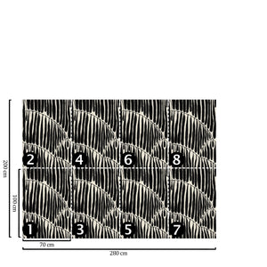 Carta da Parati Foglia Nera Astratta 200x280cm 5 mq