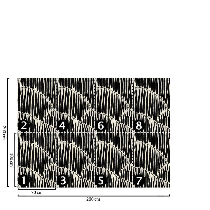 Carta da Parati Foglia Nera Astratta 200x280cm 5 mq