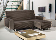 Copridivano Con Penisola Sofà Cover Trapuntato Antimacchia Double Face - 290cm - Marrone