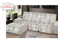 Copridivano Con Penisola Trapuntato Modello Kino Colore Beige - 240 cm - Beige