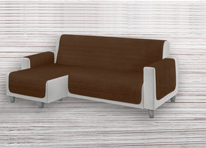 Copridivano Trapuntato Per Divani Con Penisola Destra/Sinistra In Tinta Unita O.B. - Penisola 240 - Marrone