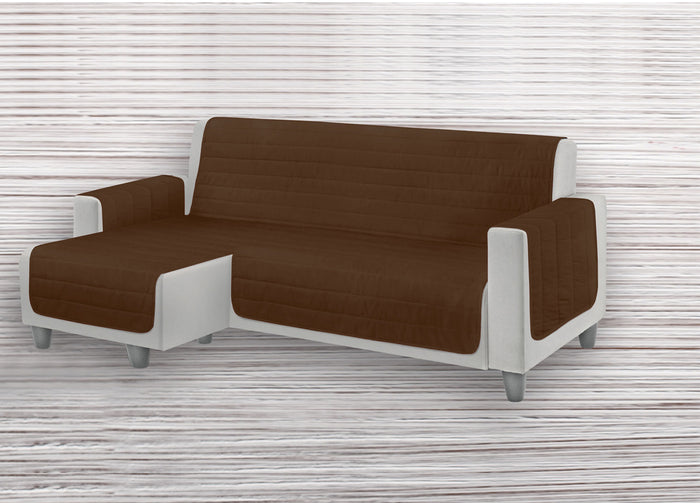 Copridivano Trapuntato Per Divani Con Penisola Destra/Sinistra In Tinta Unita O.B. - Penisola 240 - Marrone