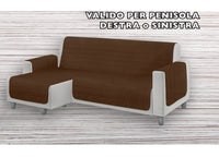 Copridivano Trapuntato Per Divani Con Penisola Destra/Sinistra In Tinta Unita O.B. - Penisola 240 - Marrone