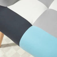 Poltroncina da Camera in Velluto Trapuntato e Gambe in Legno, 66x76x98cm, Multicolore