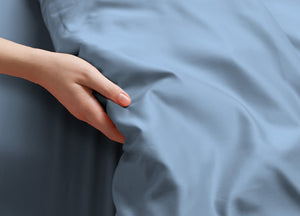 Lenzuola Sotto Con Angoli In 100% Cotone Percalle In Tinta Unita - 2 Piazze H30 - Azzurro