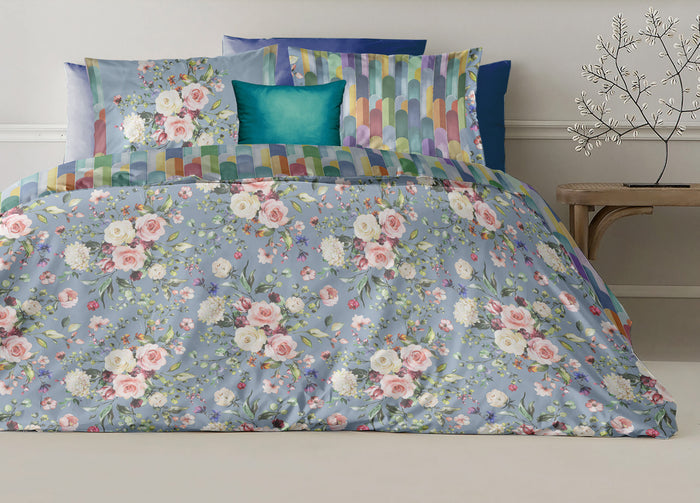 Copripiumino Double Face Matrimoniale Digitale Cotone Percalle Dis.Flower