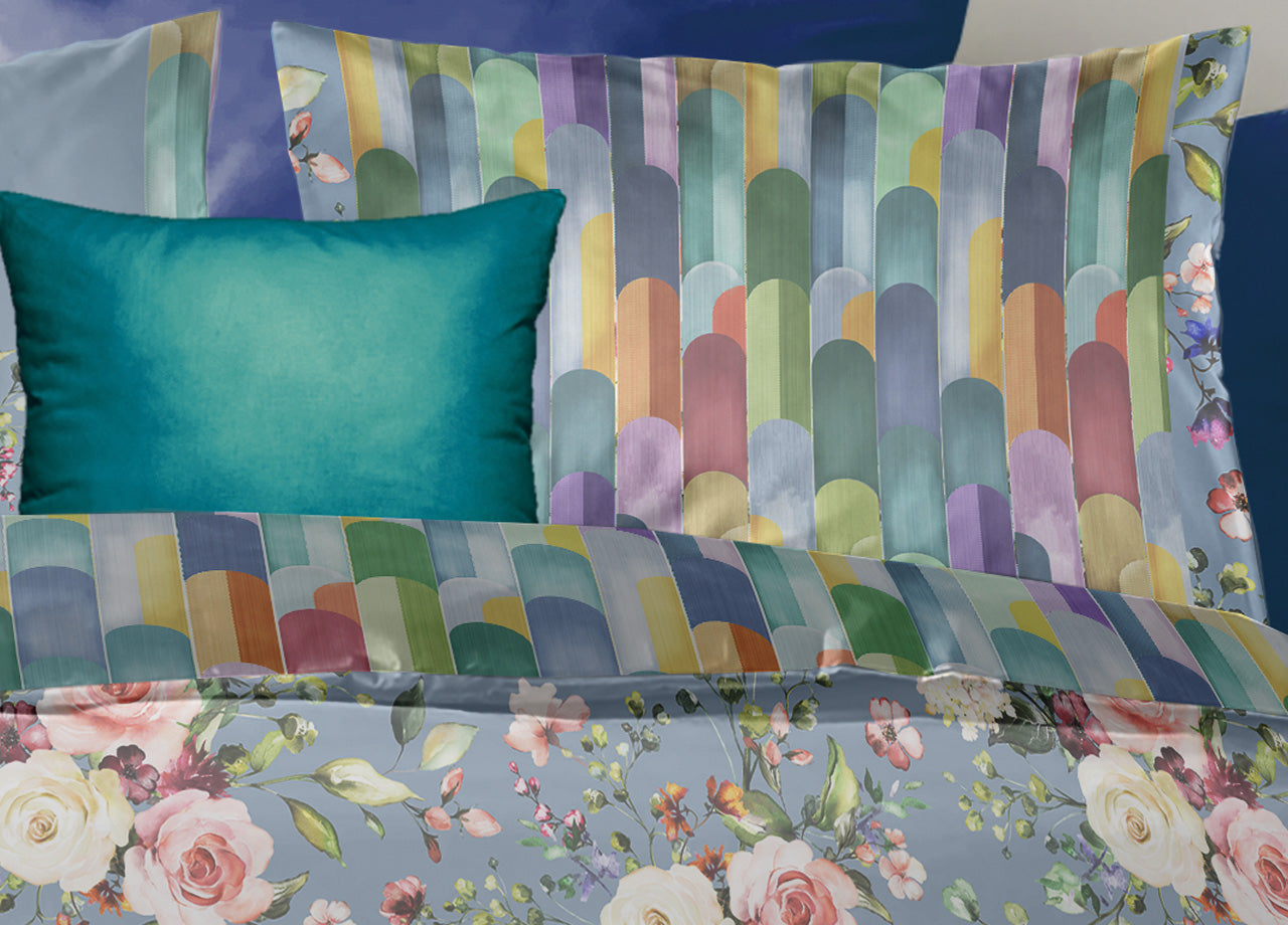 Copripiumino Double Face Matrimoniale Digitale Cotone Percalle Dis.Flower