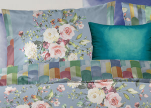 Copripiumino Double Face Matrimoniale Digitale Cotone Percalle Dis.Flower