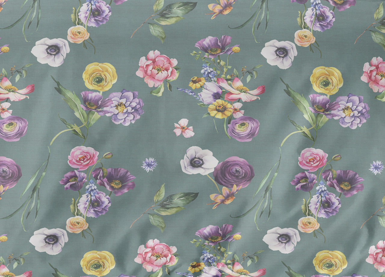 Copripiumino Double Face Matrimoniale Digitale Cotone Percalle Dis.Anemoni