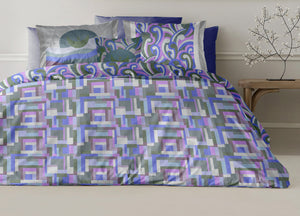 Copripiumino Double Face Matrimoniale Digitale Cotone Percalle Dis.Modern Geo Pucci