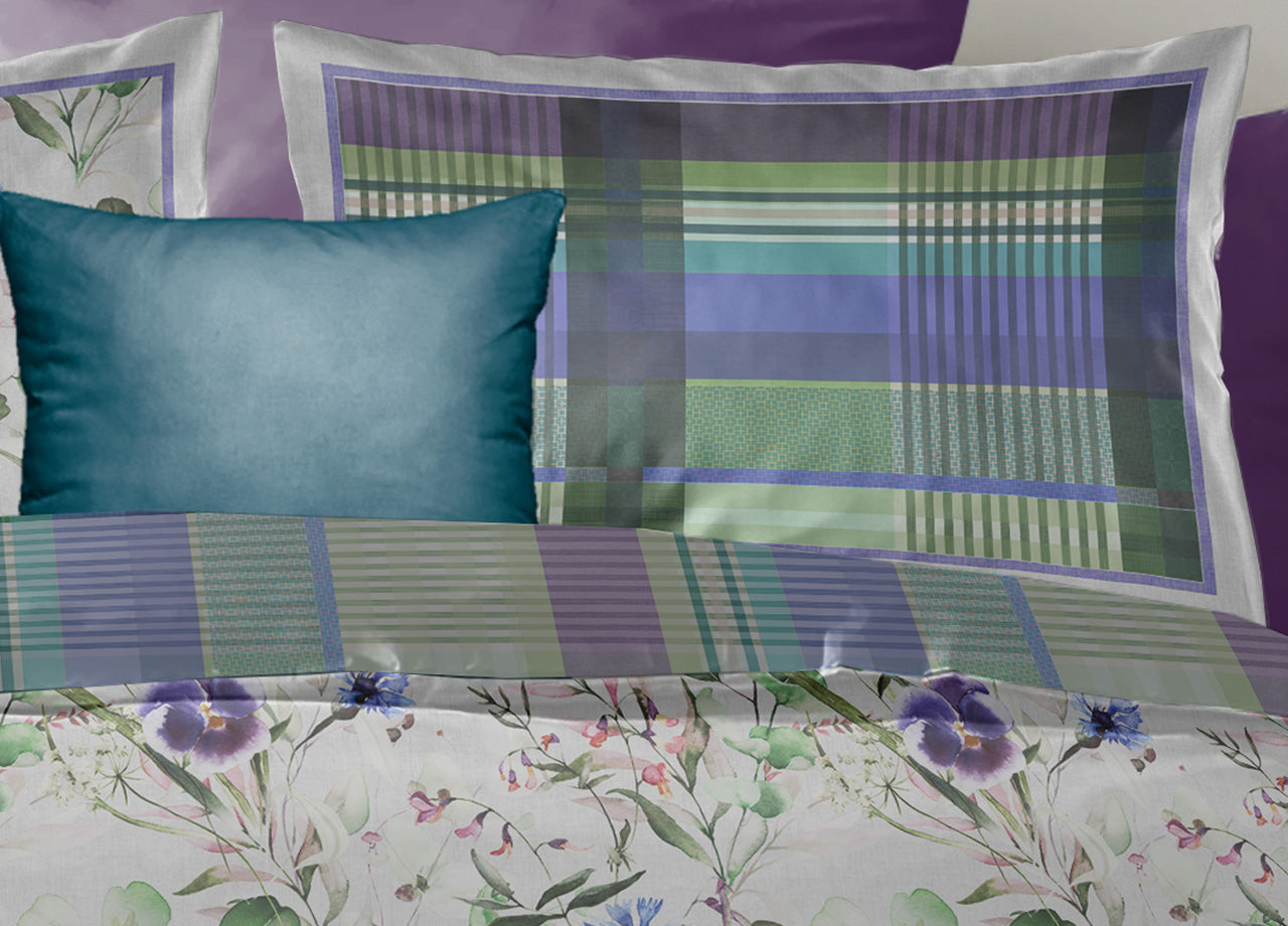 Copripiumino Double Face Matrimoniale Digitale Cotone Percalle Smeraldo