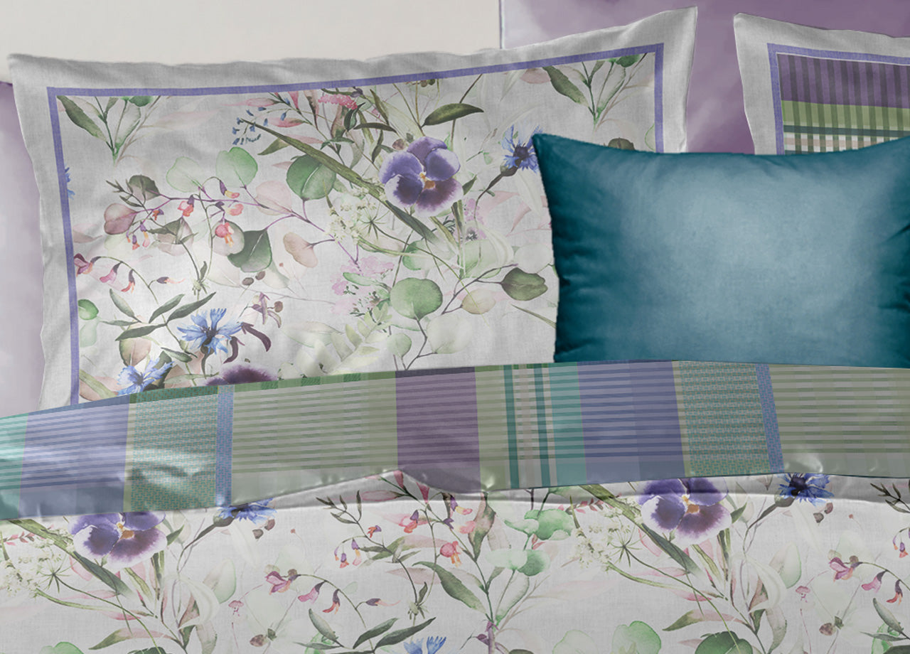 Copripiumino Double Face Matrimoniale Digitale Cotone Percalle Smeraldo