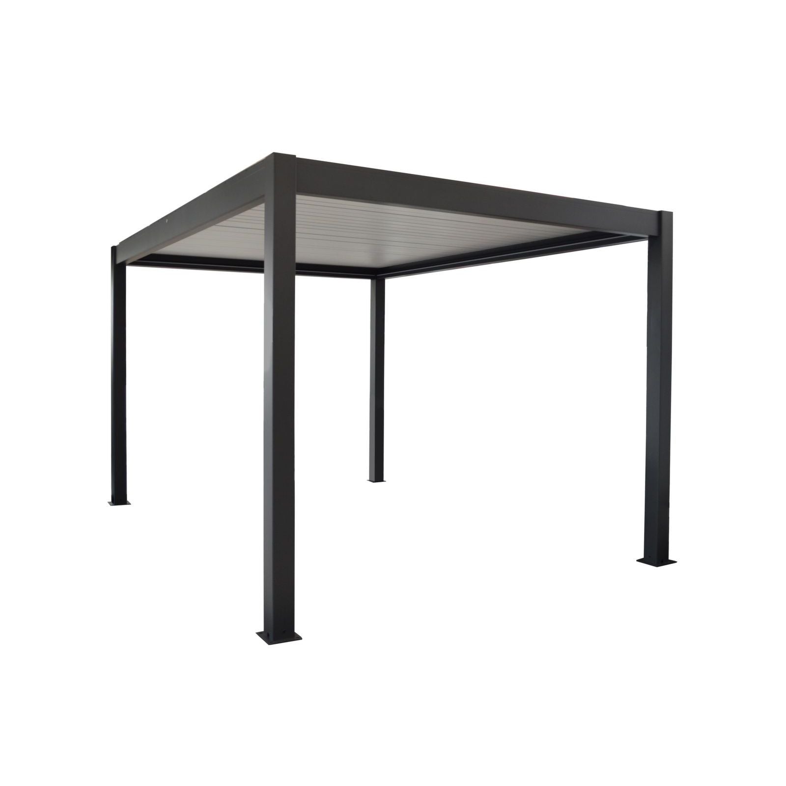 SINED Pergola Motorizzata Autoportante 3x4 in Alluminio Nero e Bianco con Lamelle Regolabili da 0 a 100gradi Sensori Solari Integrati - Modello PERGOLA-DORA-3x4