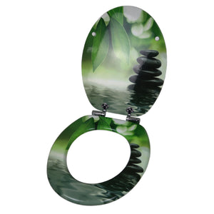 Sedile copri wc universale frizionato fantasia mdf chiusura rallentata *** fantasia black stone, confezione 1