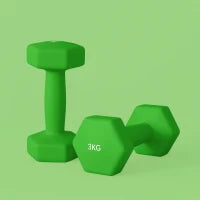 Set 2 Manubri 3 kg Esagonali e Antiscivolo per Casa e Palestra, in Metallo e Plastica, 18x8x8 cm, Verde
