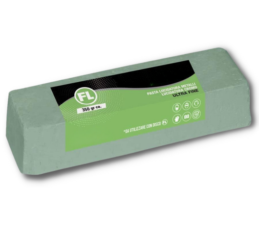 Pasta Abrasiva Lucidante Verde Ultra Fine 350 gr Lucidatura Metalli Cera Per Lucidare Acciaio Inox Alluminio Cromature Plexiglass Marmo Ottone Rame