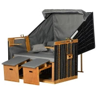 Sedia da Spiaggia per 2 persone, con Cuscini, Resistente alle Intemperie, Grigio Chiaro