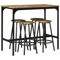 Set da Bar 5 pezzi con Tavolo alto e 4 Sgabelli Stile Industriale, Marrone e Nero