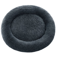 Cuccia rotonda per cani divano a forma di ciambella con cuscino centrale sfoderabile e lavabile morbido tessuto di peluche 100 cm grigio 12_0006847