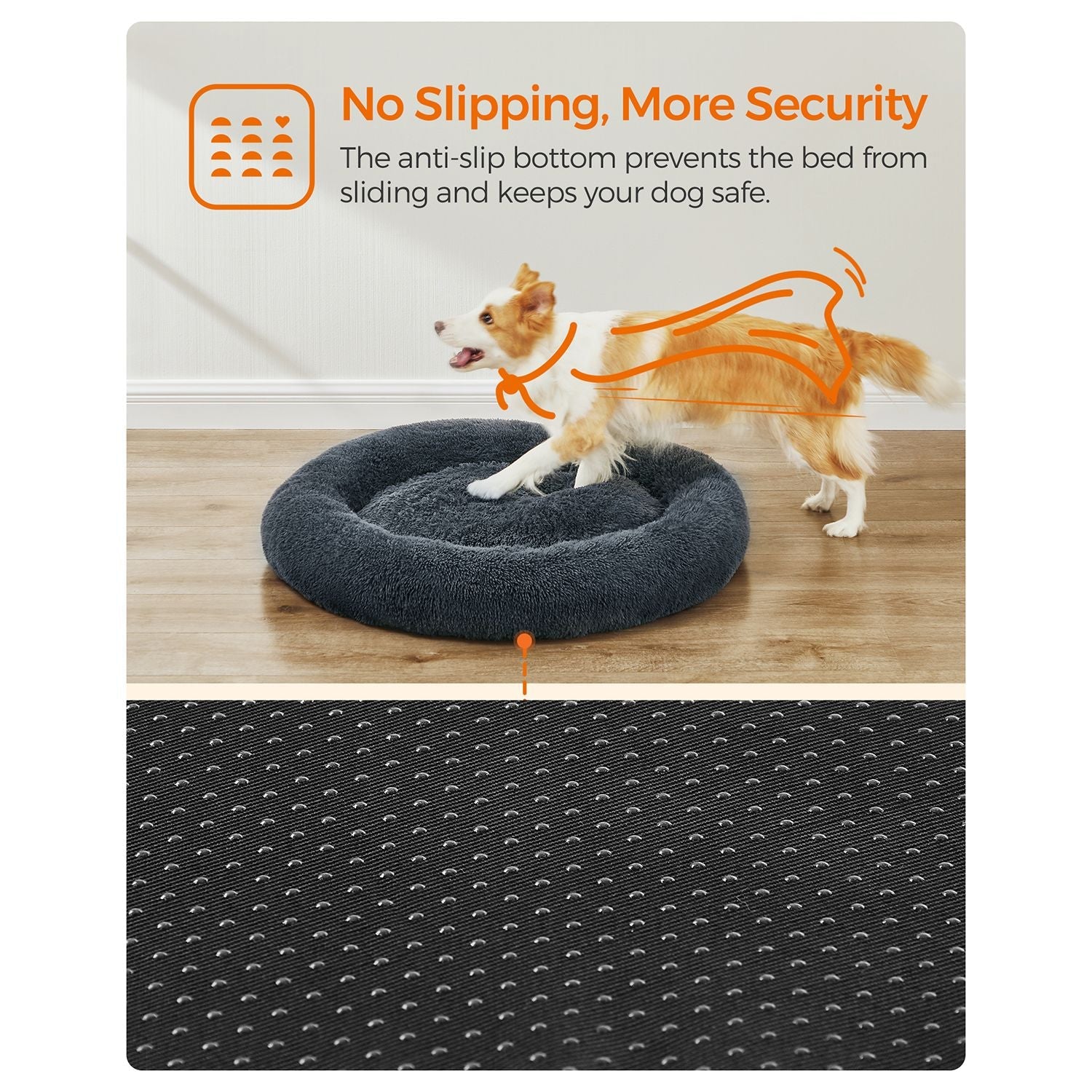 Cuccia rotonda per cani divano a forma di ciambella con cuscino centrale sfoderabile e lavabile morbido tessuto di peluche 100 cm grigio 12_0006847