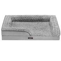 Cuccia per cani cuccia ortopedica per animali domestici schiuma a nido d'ape bordi imbottiti rialzati rivestimento in peluche sfoderabile con motivi rosa 91 x 68 x 16 cm grigio tortora 12_0006814