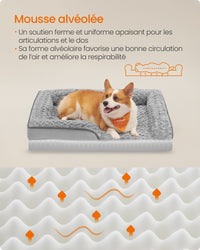 Cuccia per cani cuccia ortopedica per animali domestici schiuma a nido d'ape bordi imbottiti rialzati rivestimento in peluche sfoderabile con motivi rosa 91 x 68 x 16 cm grigio tortora 12_0006814