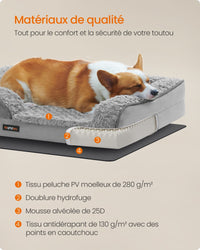 Cuccia per cani cuccia ortopedica per animali domestici schiuma a nido d'ape bordi imbottiti rialzati rivestimento in peluche sfoderabile con motivi rosa 91 x 68 x 16 cm grigio tortora 12_0006814