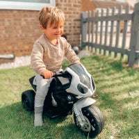 Moto Elettrica per Bambini Max. 20kg con Licenza BMW, Macchina Elettrica con 3 Ruote, Batteria Ricaricabile 6V, Bianco Nera, 66x37x44cm