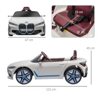 Macchina Elettrica per Bambini 3-6 Anni con Licenza BMW con Telecomando, Clacson e Fari, 115x67x45 cm, Bianca