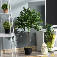Set di 2 Alberi di Alloro in Vaso Artificiali Altezza 90cm per Interni ed Esterni