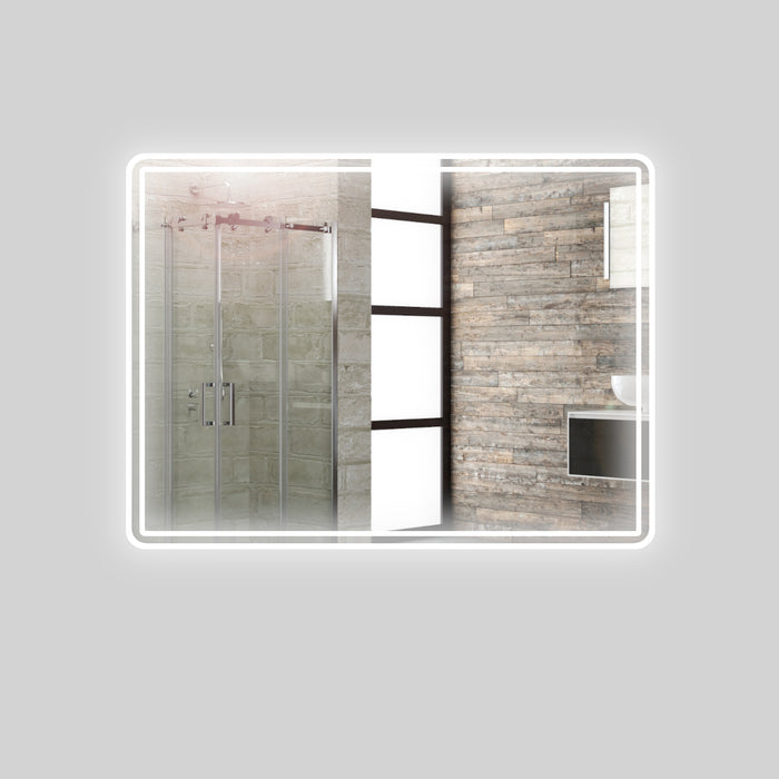 Specchio 5mm rettangolare smussato doppia cornice led interruttoretouch *** misure 120x80 cm, tonalità standard 6000...